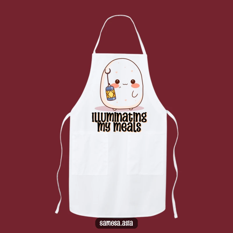 Funny Shy Onigiri Lantern Apron - Gentle Kitchen Charm