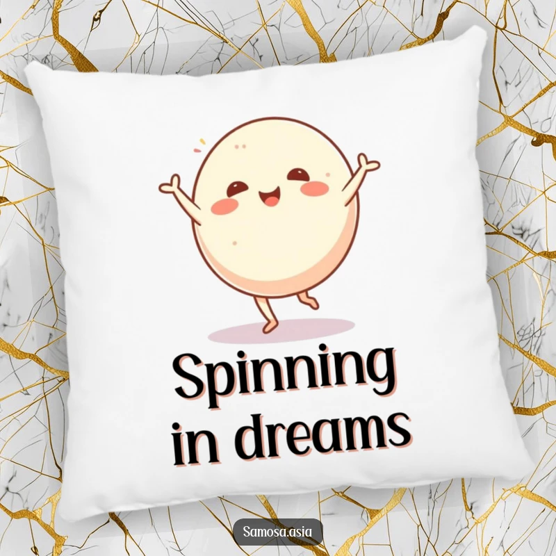 Funny pillow featuring a cheerful mochi ball in a dynamic cartwheel pose, perfect for adding soft comfort and playful decor.