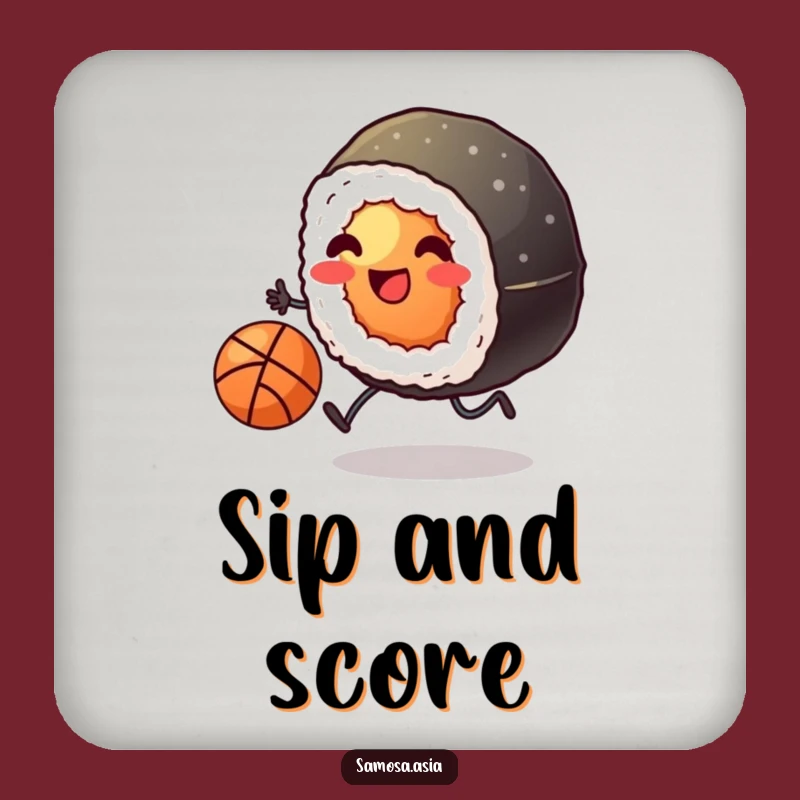 Funny Sushi Basketball Coaster: Kicking Roll Protection, Hilarious Table Decor