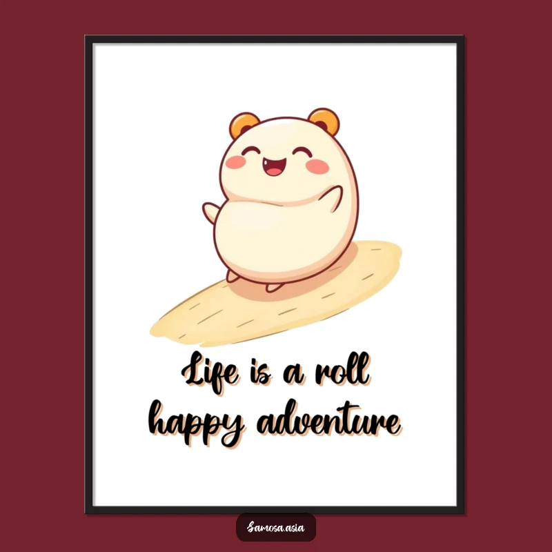 Free Printable Wall Art: Hilarious Rolling Bao Bun - Downloadable Funny Home Decor