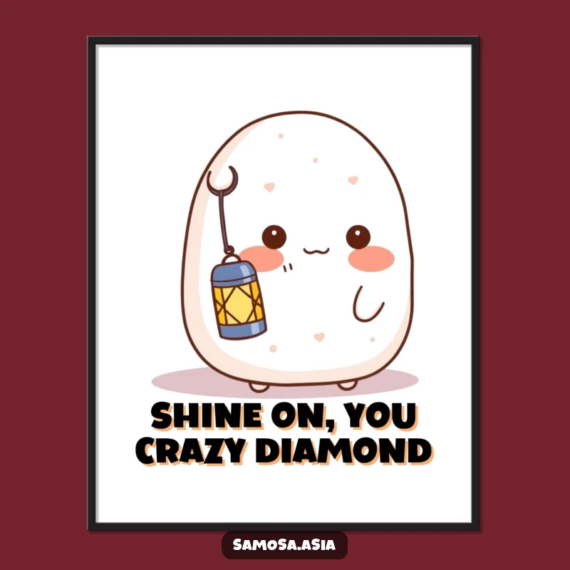 Free Printable Wall Art: Shy Onigiri Lantern - Downloadable Cozy Room Decor